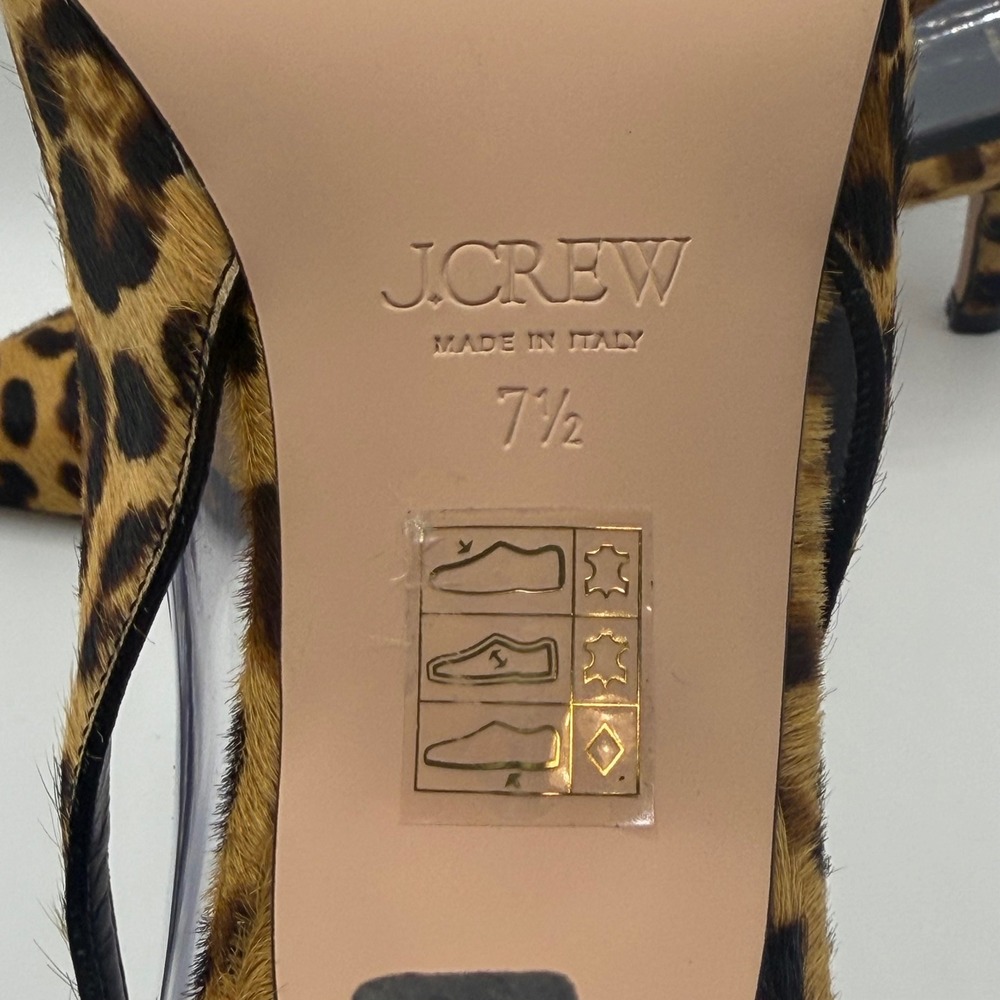 J.Crew Leopard Calf Hair Slingback Pumps Pointed Toe Kitten Heels 7.5 - Picture 9 of 11